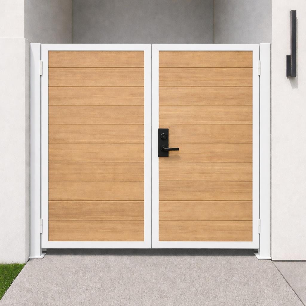 Modern Steel & Wood Privacy Gate | Black Frame, Custom Sizes