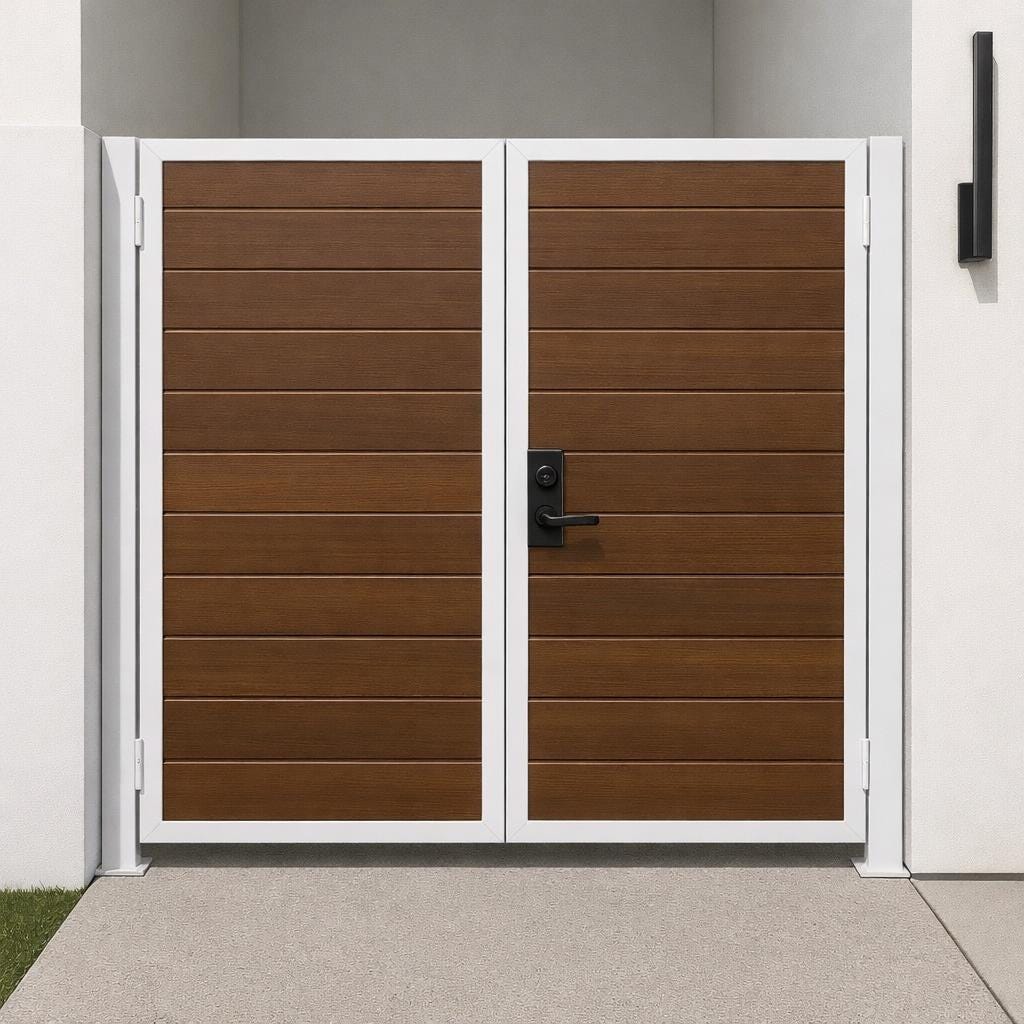 Modern Steel & Wood Privacy Gate | Black Frame, Custom Sizes