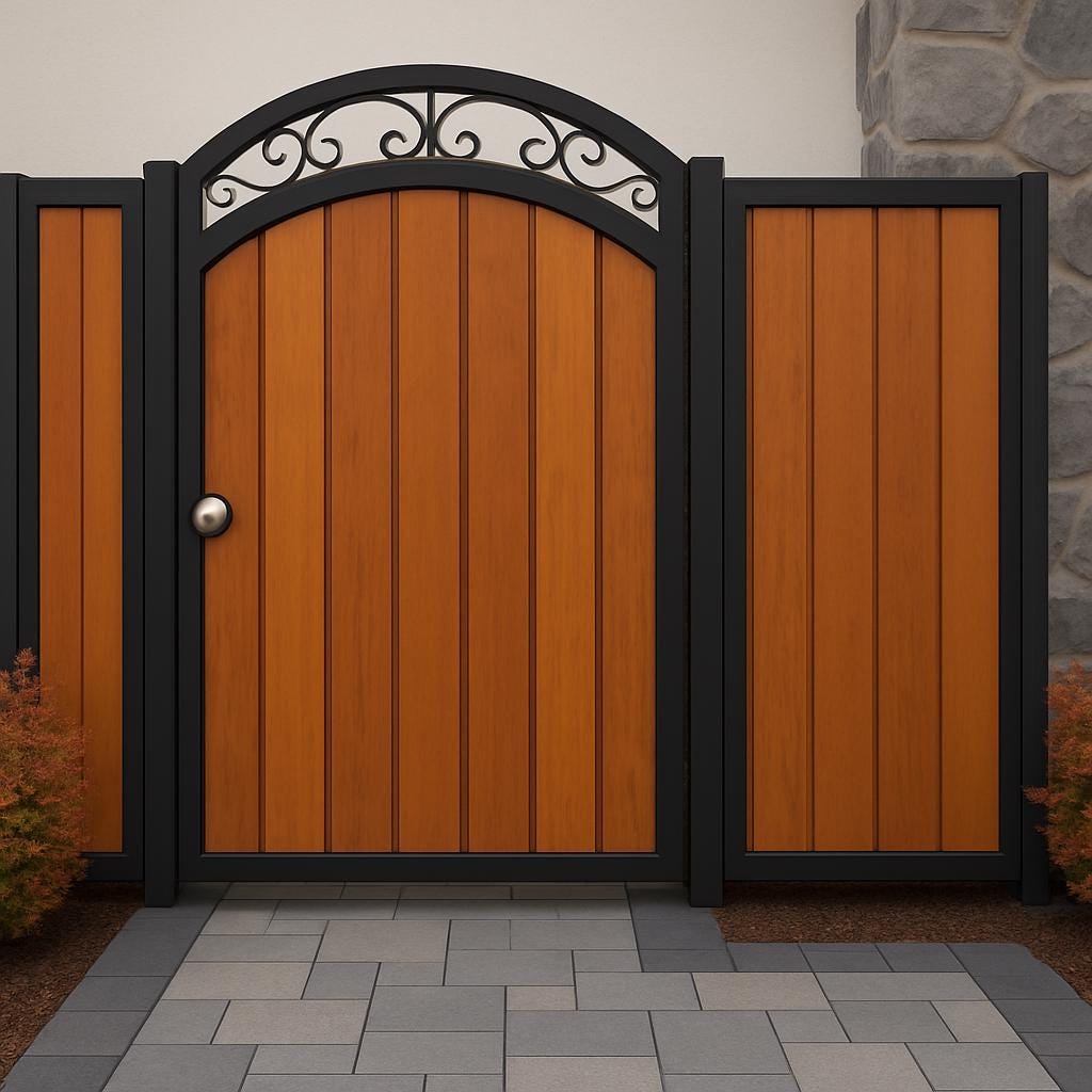 Modern Arched Steel & Wood Garden Gate | Privacy Entry