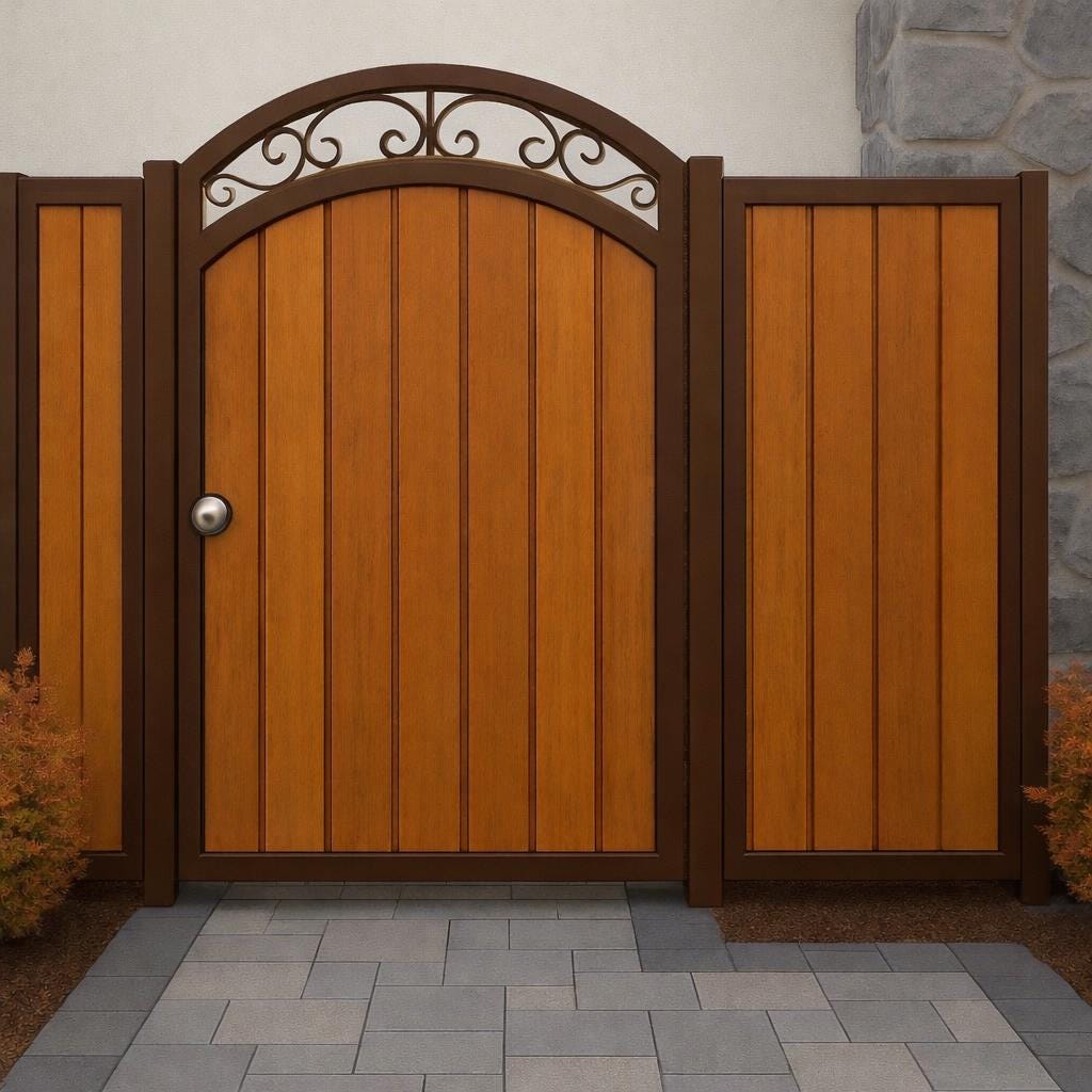 Modern Arched Steel & Wood Garden Gate | Privacy Entry