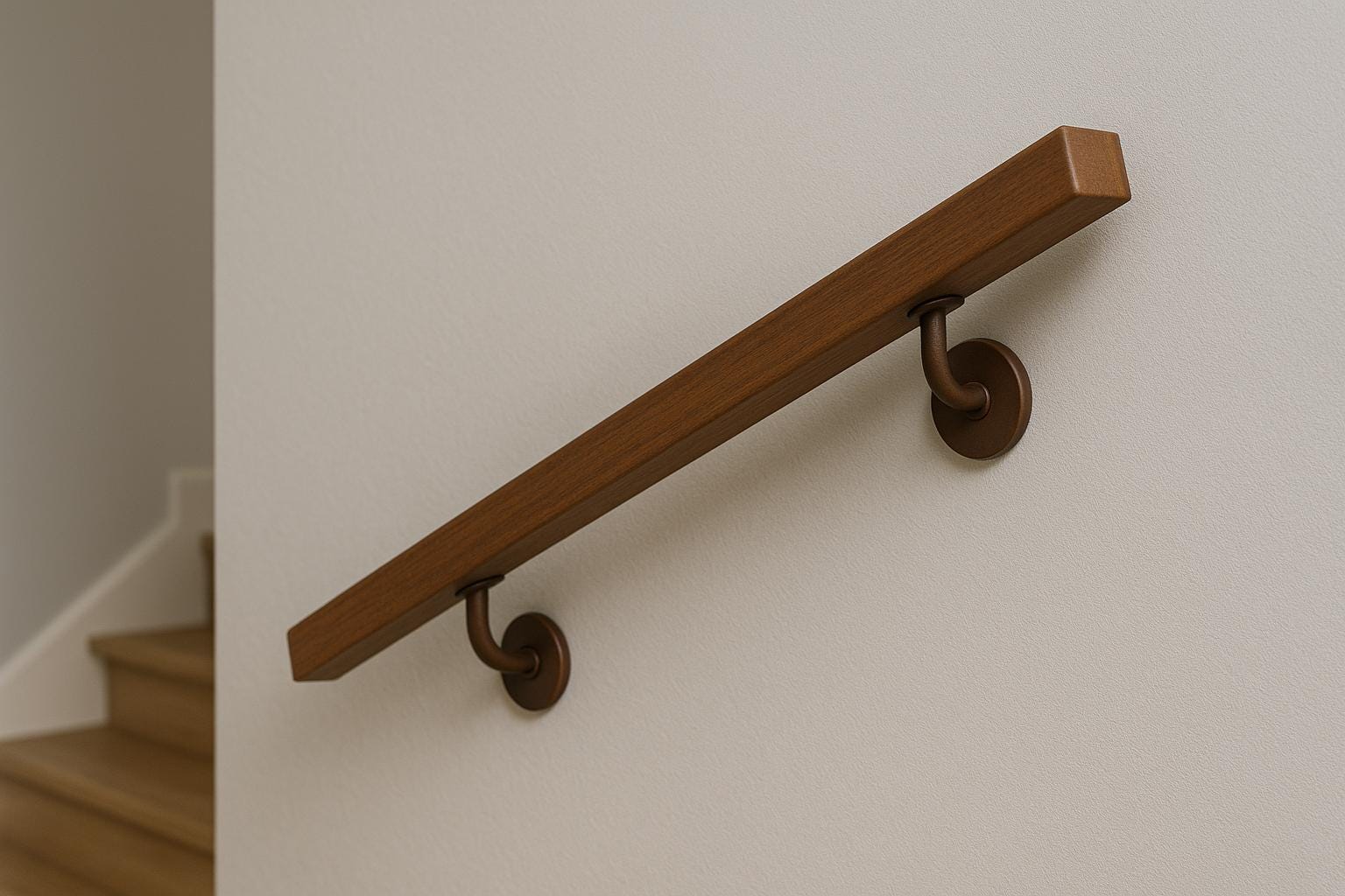 Modern Steel Wall Mounted Handrail | 2x1 Metal Stair Railing