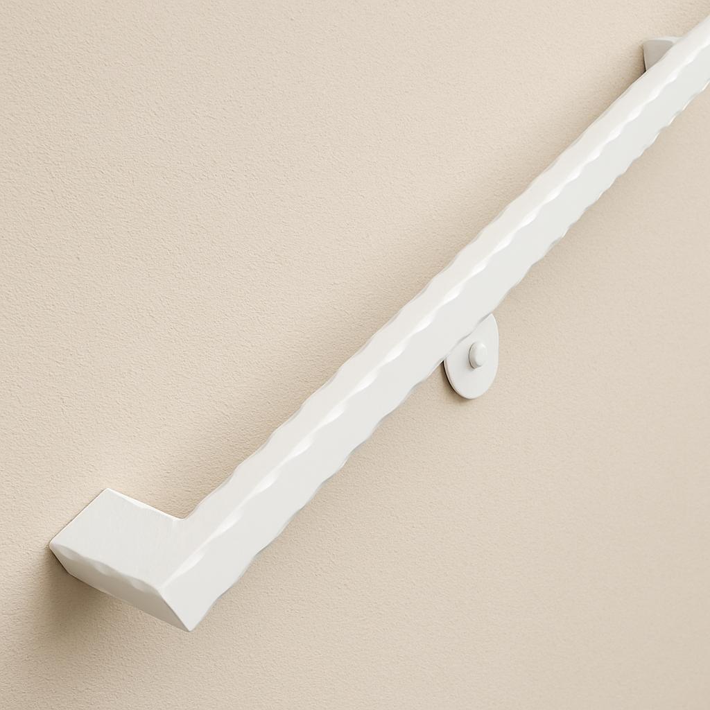 Hammered Steel Wall Handrail | Modern Welded Iron Stair Railing