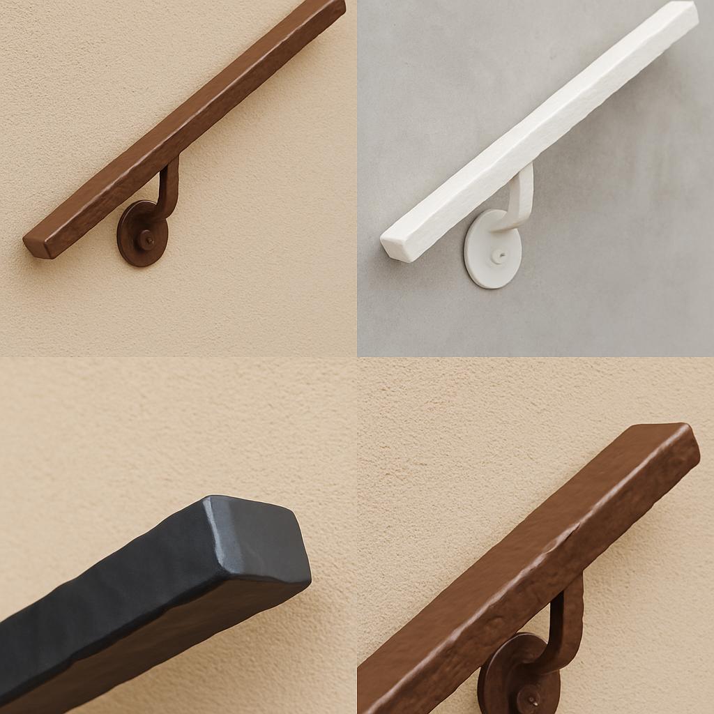 Hammered Steel Handrail | Modern Square End, Indoor Outdoor