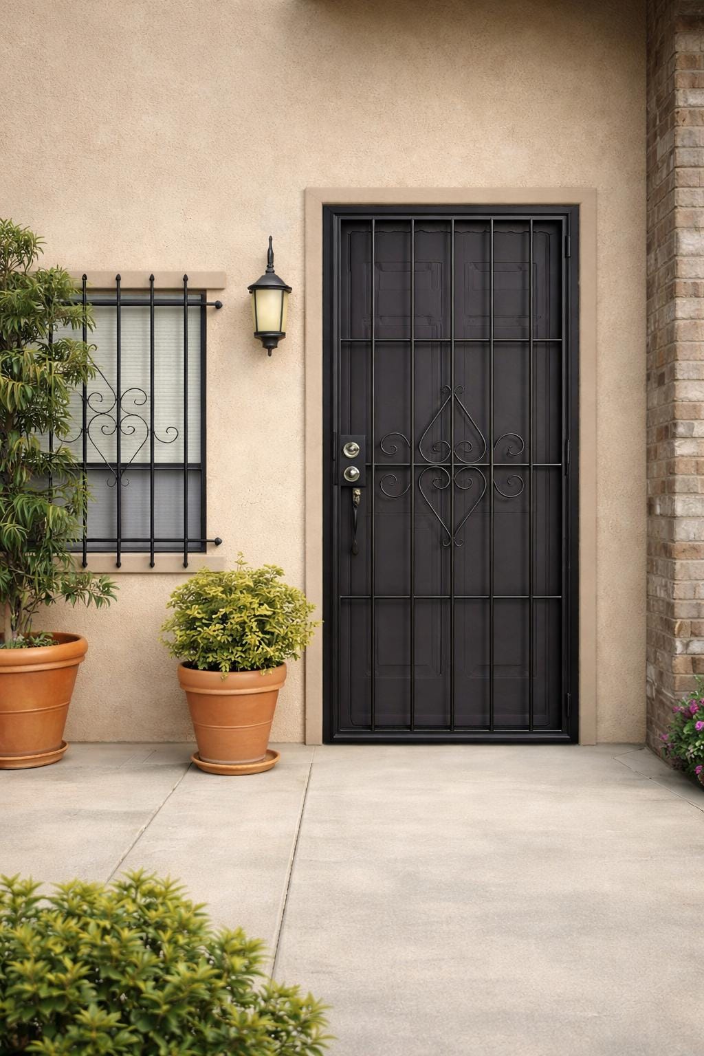 Wrought Iron Security Door | Modern Scroll Steel Entry, Safety Door