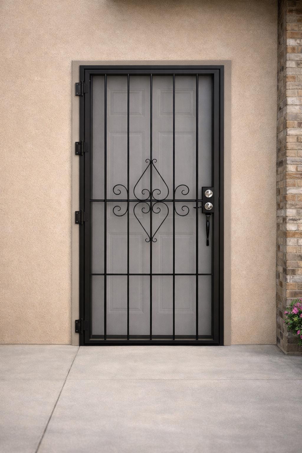 Wrought Iron Security Door | Modern Scroll Steel Entry, Safety Door