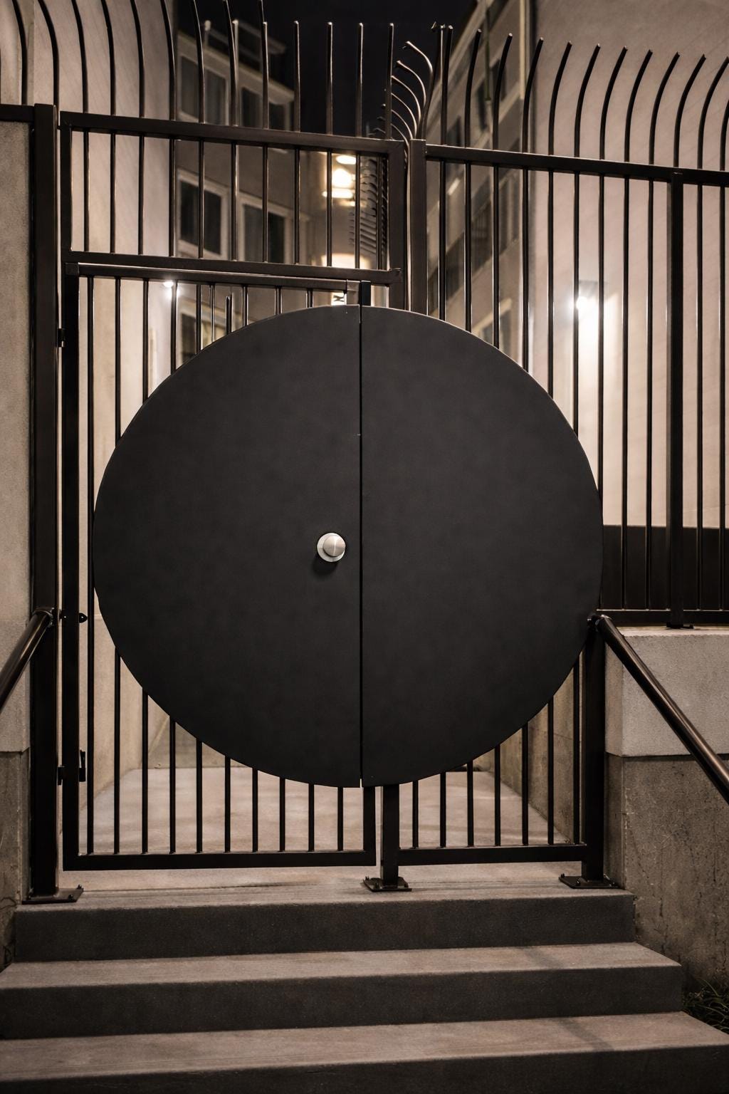 Handmade Round Steel Security Door | Modern Minimalist Entry Gate