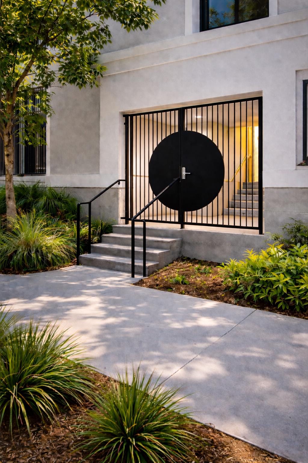 Modern Round Metal Gate Door | Circular Steel Security Door | Minimalist Exterior Entry Gate | Custom Architectural Door