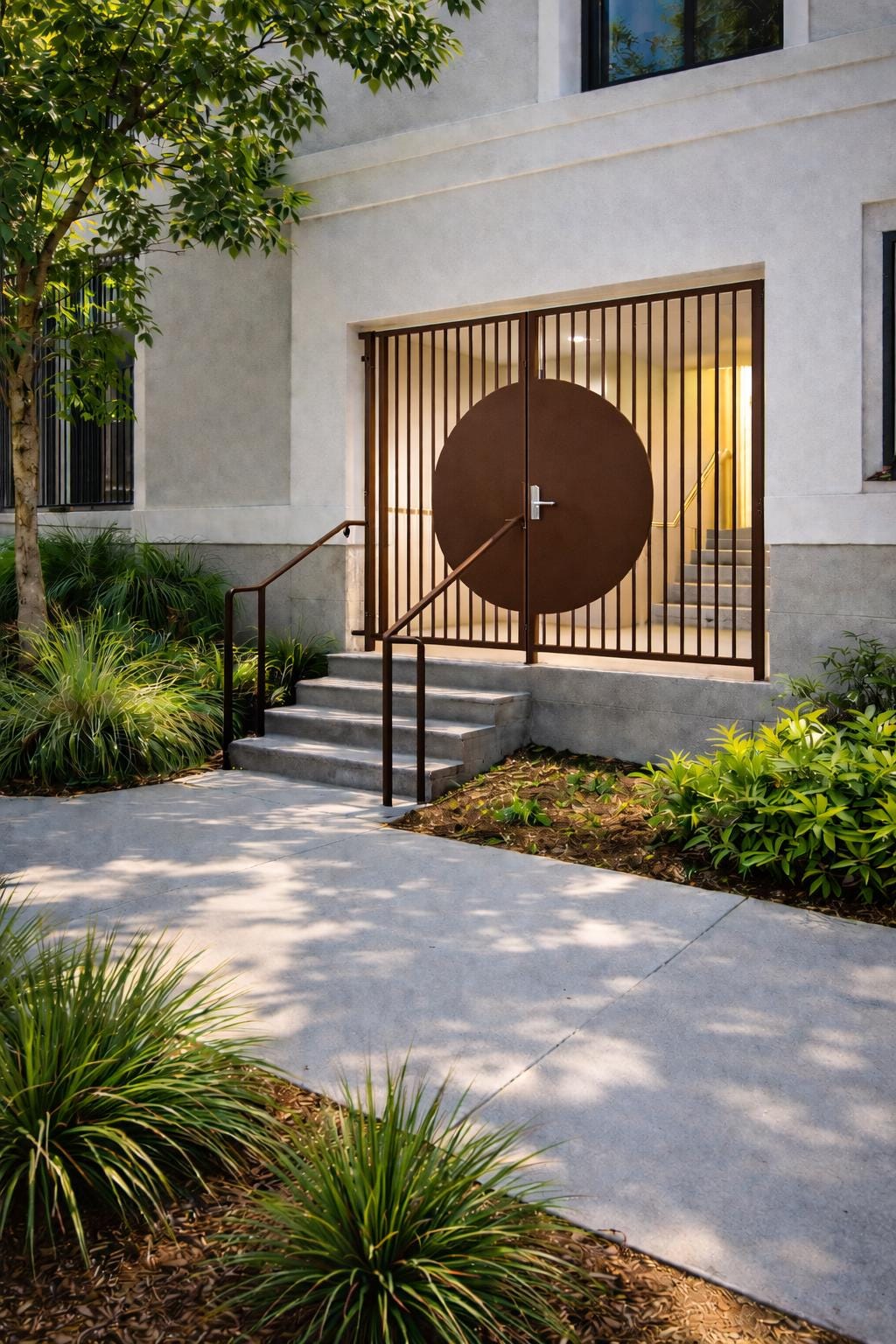 Modern Round Metal Gate Door | Circular Steel Security Door | Minimalist Exterior Entry Gate | Custom Architectural Door