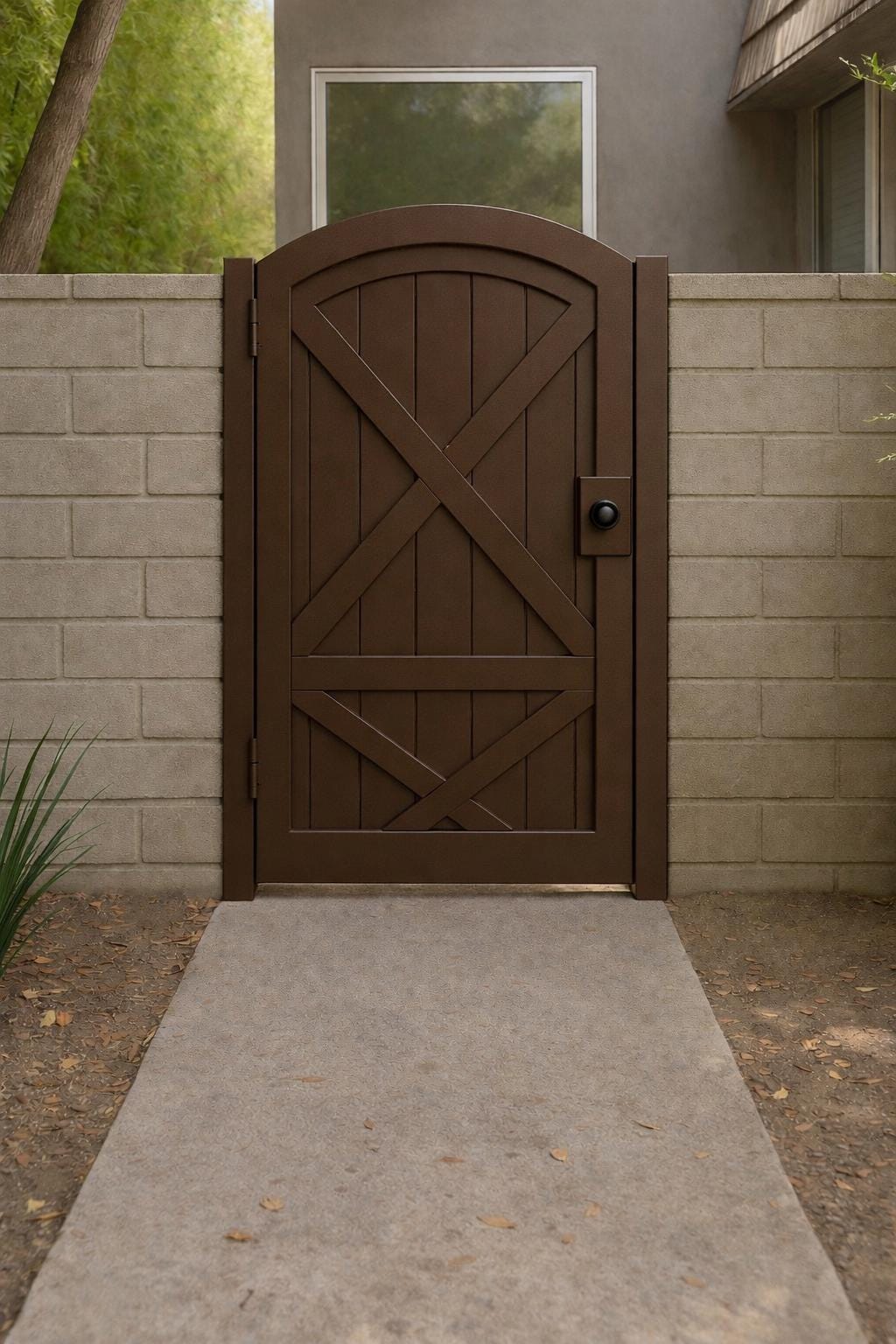 Arched Steel Garden Gate | Modern Privacy Yard Gate | Outdoor Metal Entry Gate | Custom Sizes Available