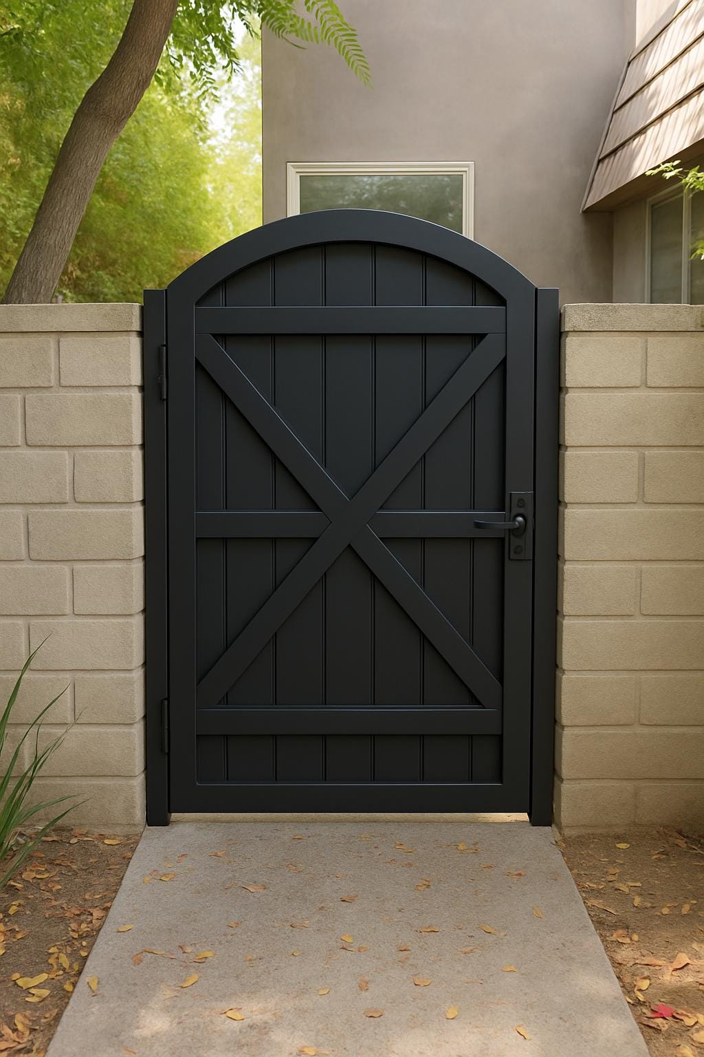 Arched Steel Garden Gate | Modern Privacy Yard Gate | Outdoor Metal Entry Gate | Custom Sizes Available
