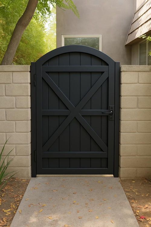 Arched Steel Garden Gate | Modern Privacy Yard Gate | Outdoor Metal Entry Gate | Custom Sizes Available