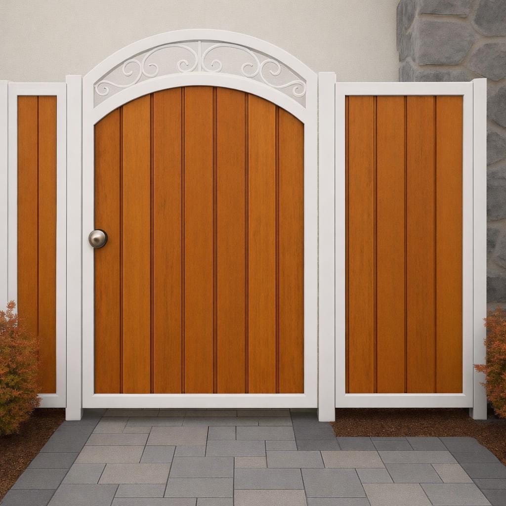 Modern Arched Steel & Wood Garden Gate | Privacy Entry