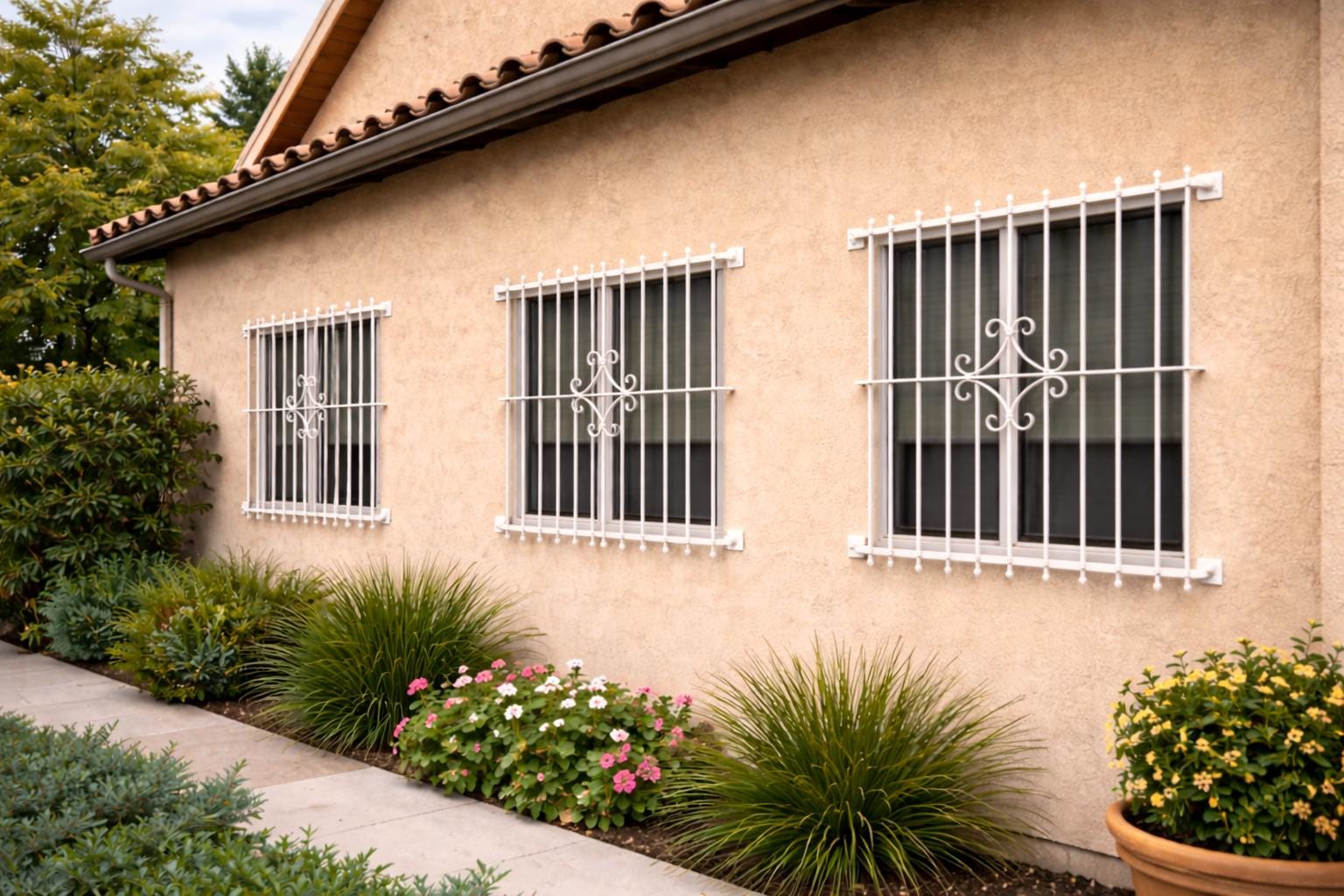 Steel Security Window Bars – Decorative Wrought Iron Window Guard – Custom Frameless Design