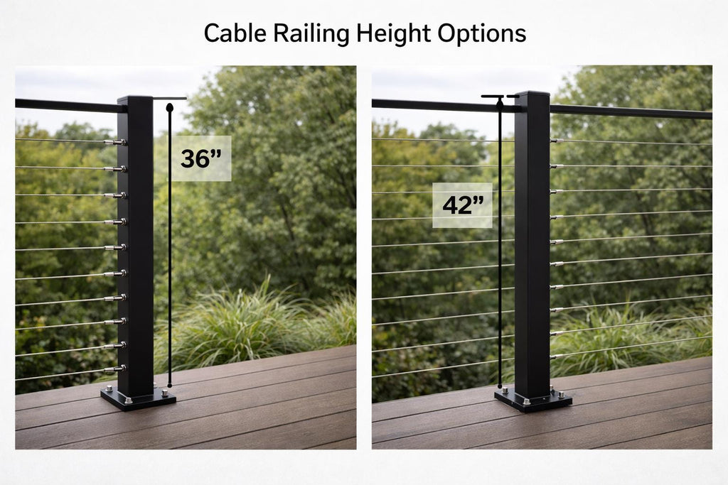 All-Steel Cable Railing Kit | Steel Posts and Steel Cable Guardrail | Modern Deck & Stair Railing