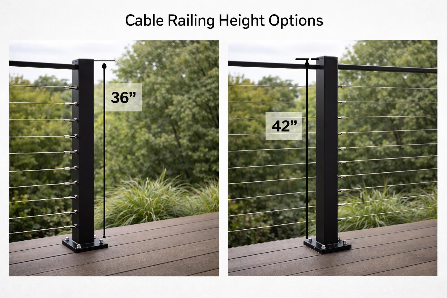 All-Steel Cable Railing Kit | Steel Posts and Steel Cable Guardrail | Modern Deck & Stair Railing