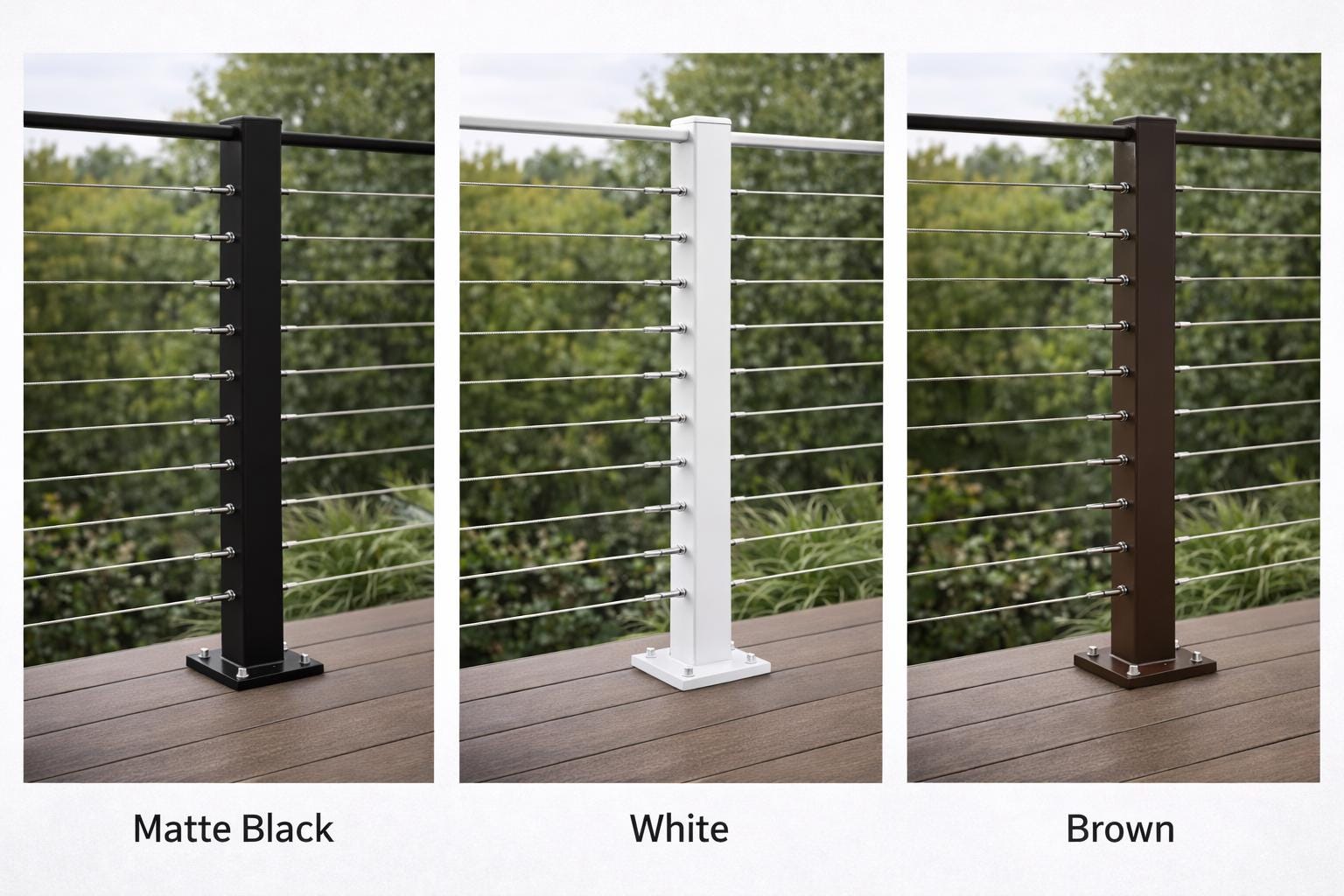 All-Steel Cable Railing Kit | Steel Posts and Steel Cable Guardrail | Modern Deck & Stair Railing