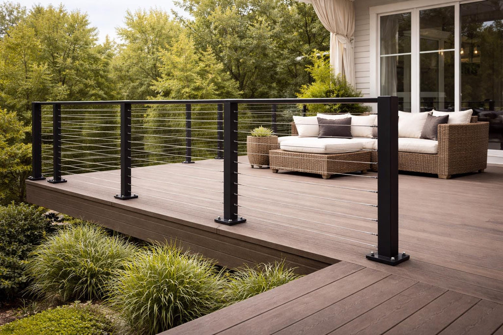 All-Steel Cable Railing Kit | Steel Posts and Steel Cable Guardrail | Modern Deck & Stair Railing