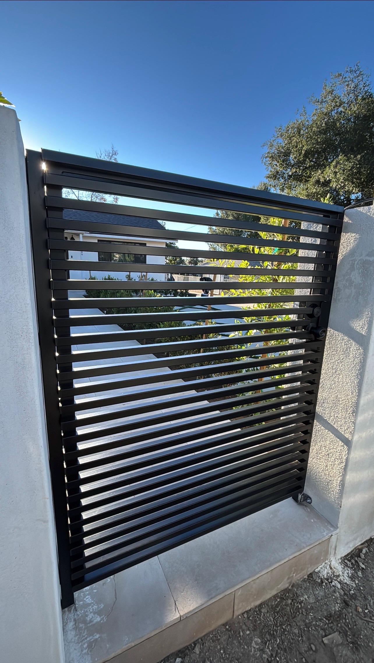 Custom Modern Metal Gate | Horizontal Slat Steel Entry Door – Powder Coated