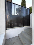 Modern Brown Metal Gate Door With Fixed Panel Custom Steel Outdoor Entry Gate With Mesh Privacy Screen For Side Yard