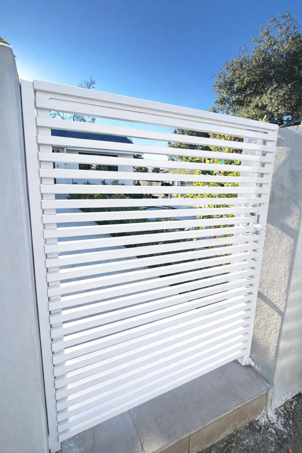 Custom Modern Metal Gate | Horizontal Slat Steel Entry Door – Powder Coated