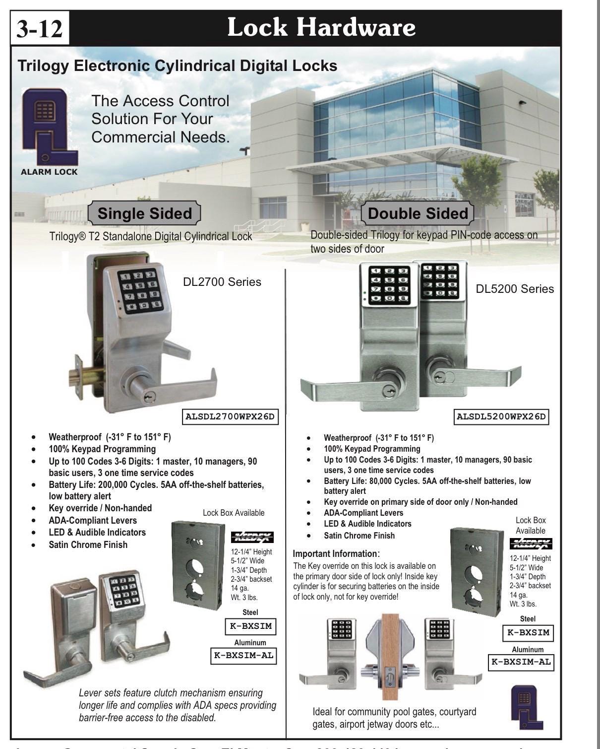 Alarm Lock Heavy-Duty Electronic Weatherproof Door Lock | Single-Sided | Schlage C Keyway
