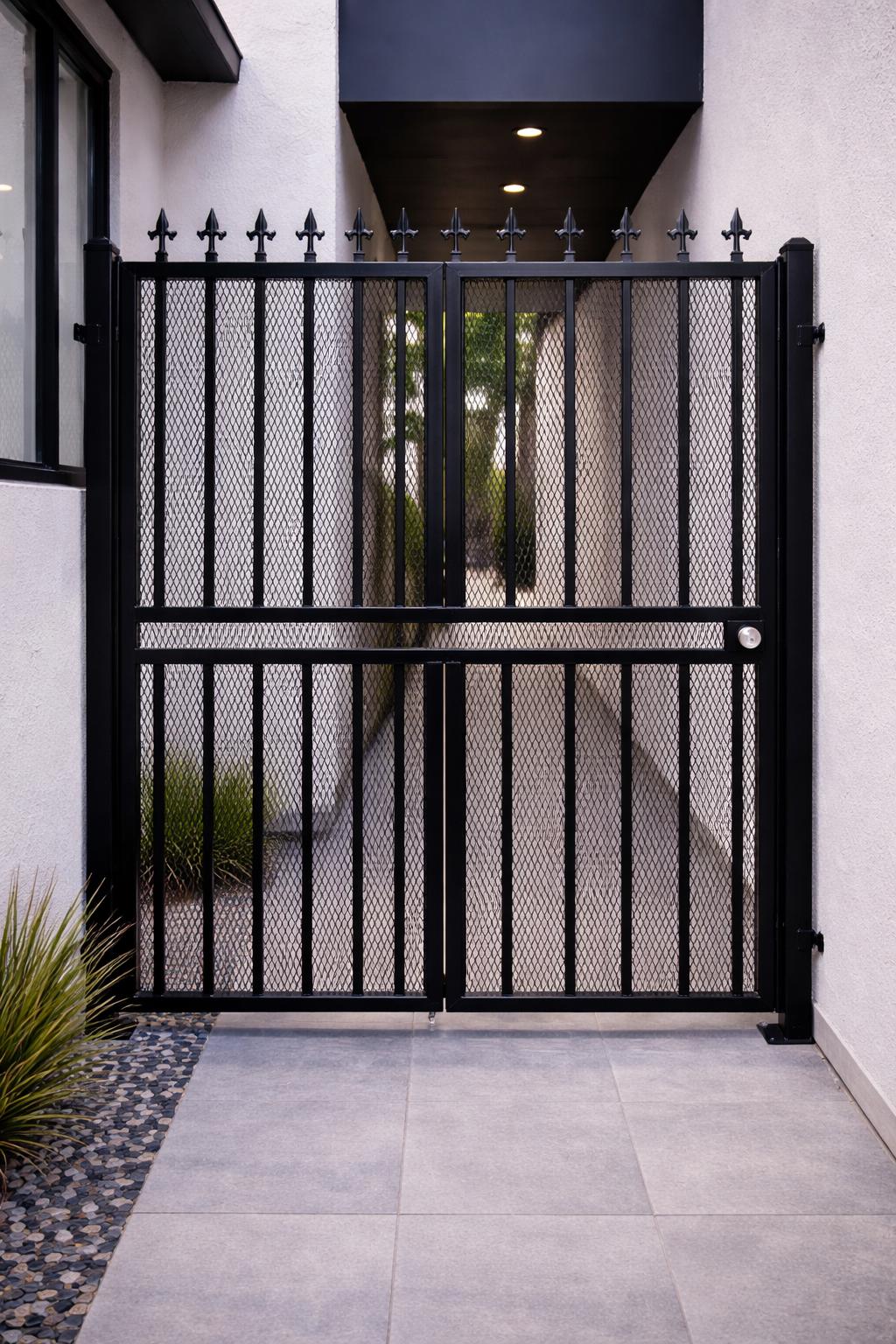 UrbanEdge Steel pedestrian Gate | Custom Double Entry Security | Powder Coated Metal Home Gate