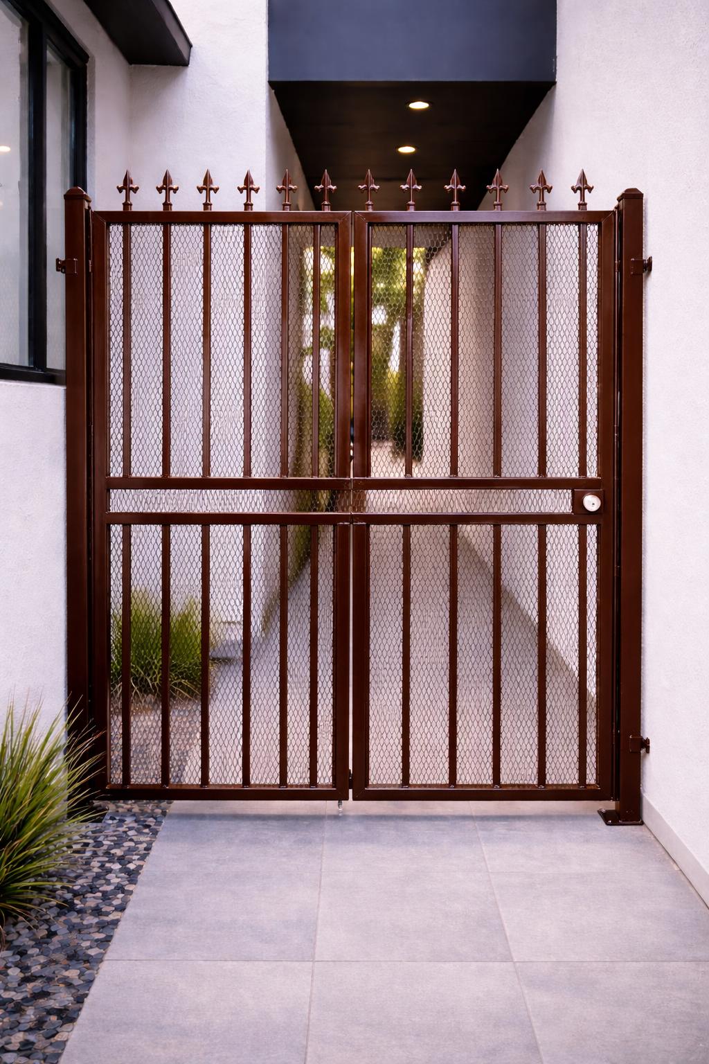 UrbanEdge Steel pedestrian Gate | Custom Double Entry Security | Powder Coated Metal Home Gate
