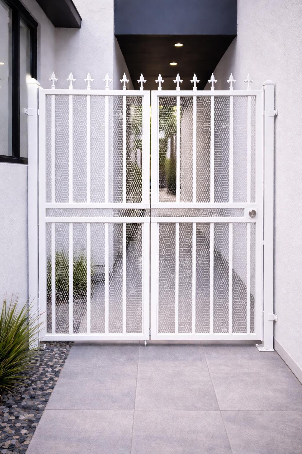 UrbanEdge Steel pedestrian Gate | Custom Double Entry Security | Powder Coated Metal Home Gate