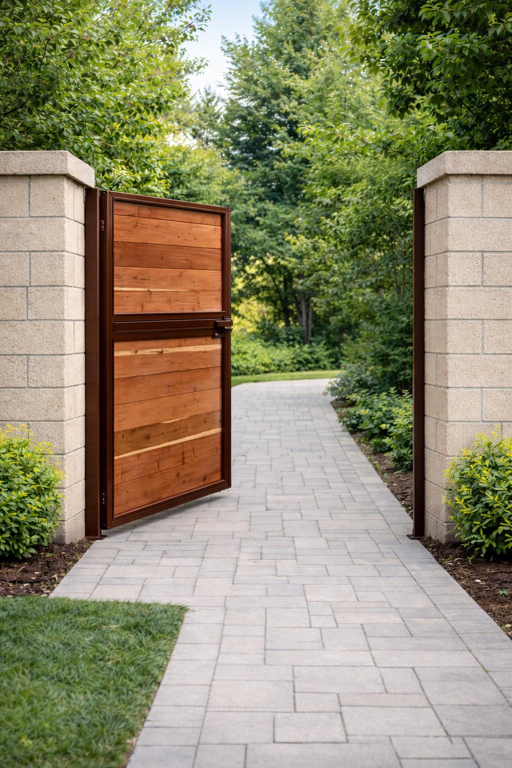 Custom Wood and Steel Garden Gate | Modern Privacy Walkway Entry Door