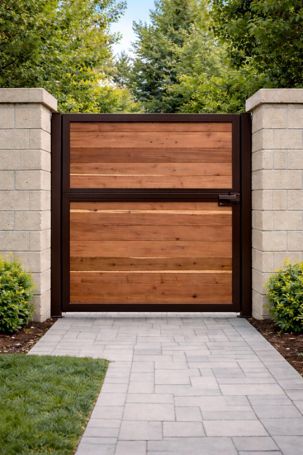 Custom Wood and Steel Garden Gate | Modern Privacy Walkway Entry Door