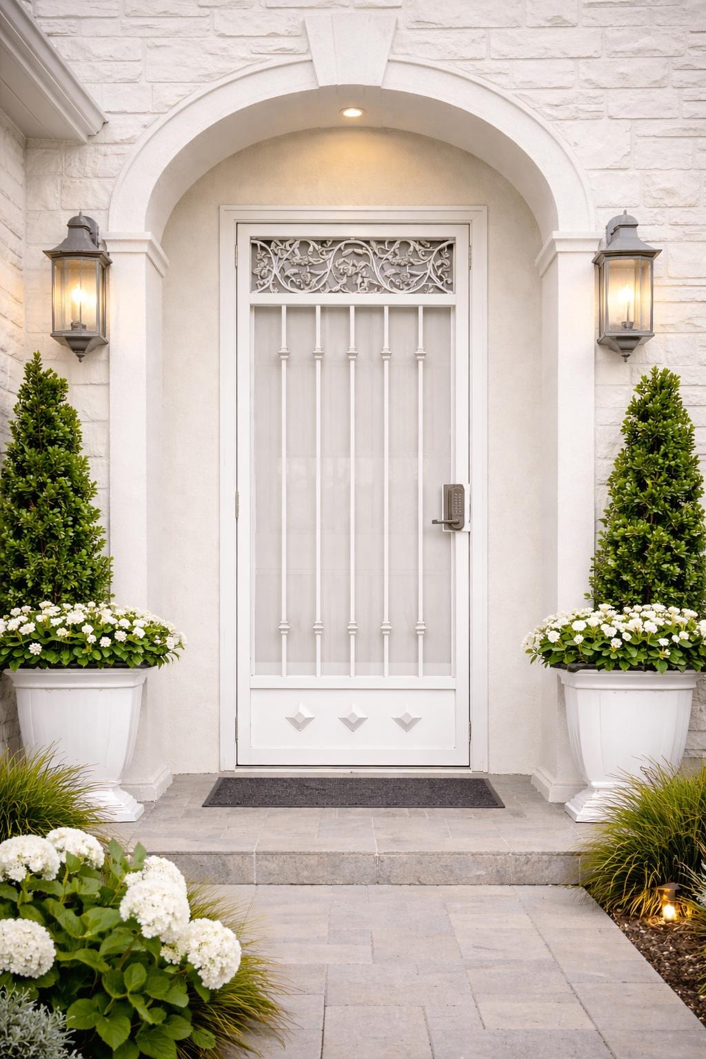 Verona Arch Single Iron Entry Door | Decorative Security Front Door, Custom Size