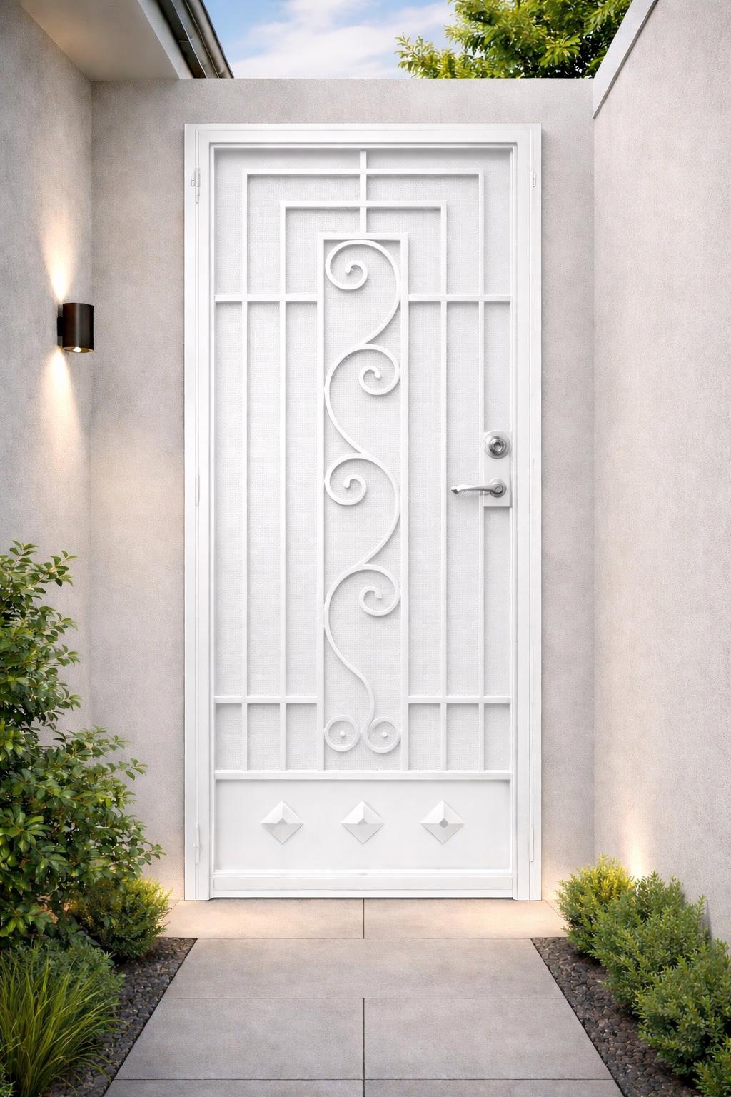 Solvanta Iron Entry Door | Scroll Security Front Door, Matte Black Finish
