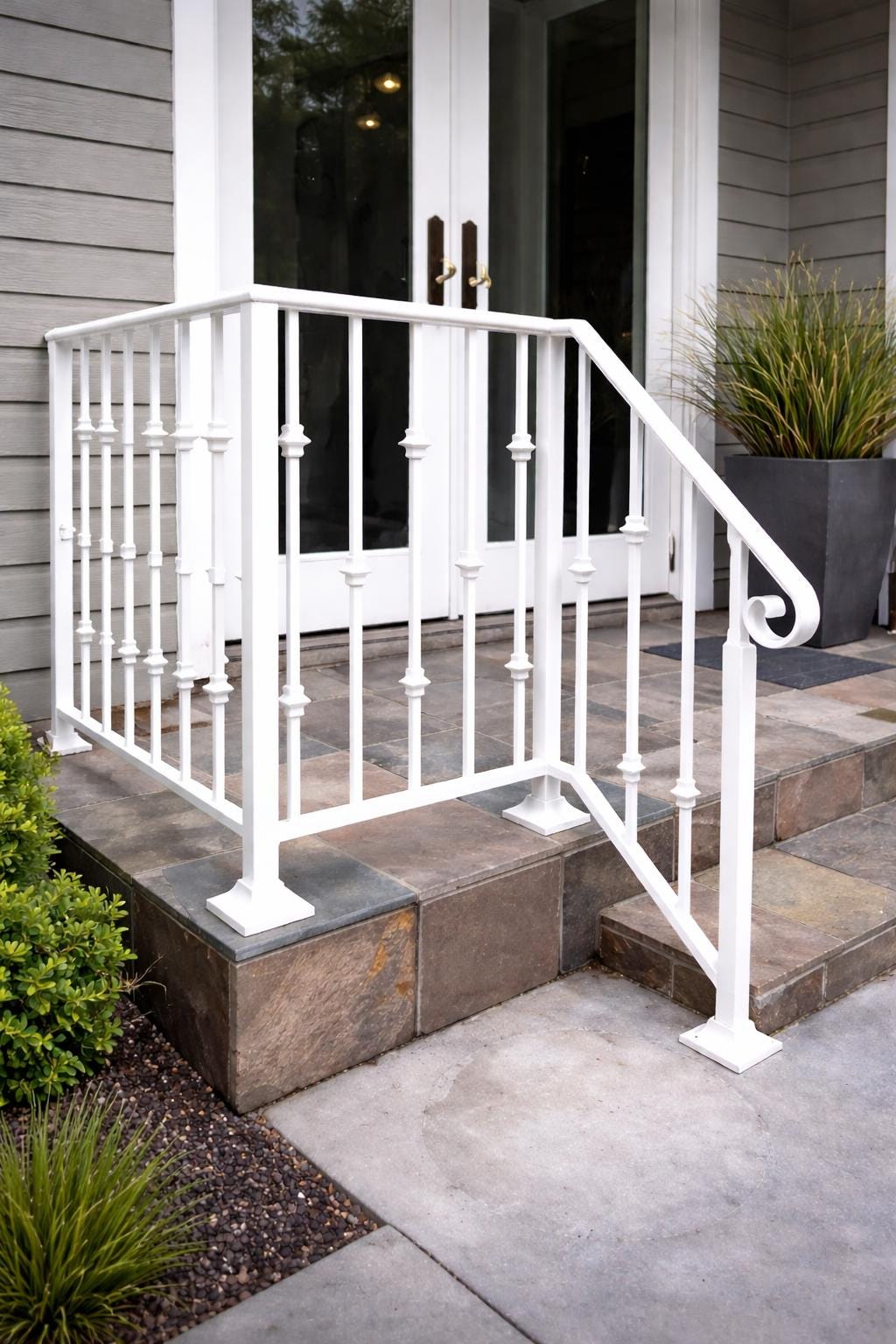 Belmont Classic Steel Stair Railing | Wrought Iron Handrail System, Matte Black