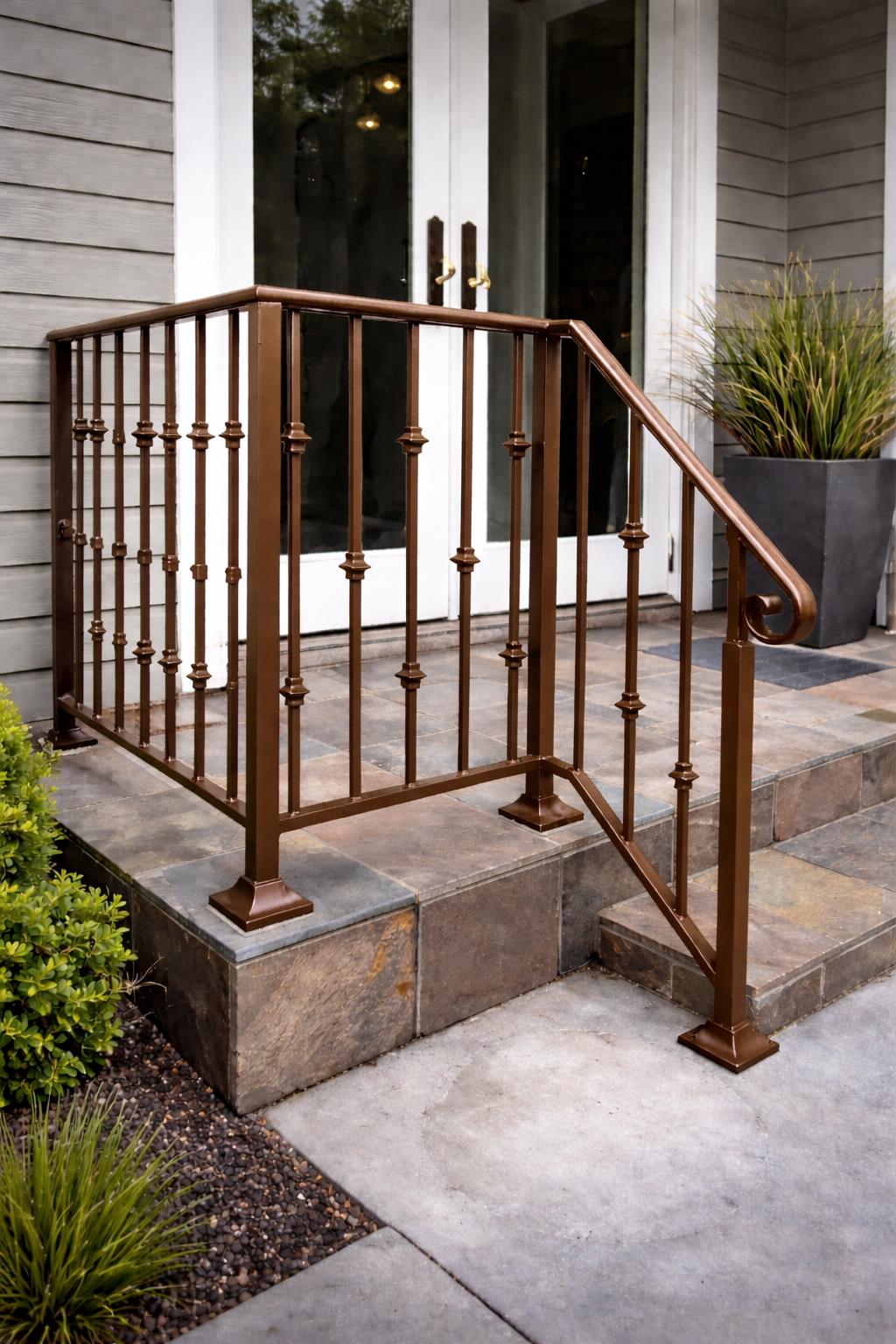 Belmont Classic Steel Stair Railing | Wrought Iron Handrail System, Matte Black