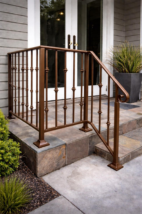 Belmont Classic Steel Stair Railing | Wrought Iron Handrail System, Matte Black
