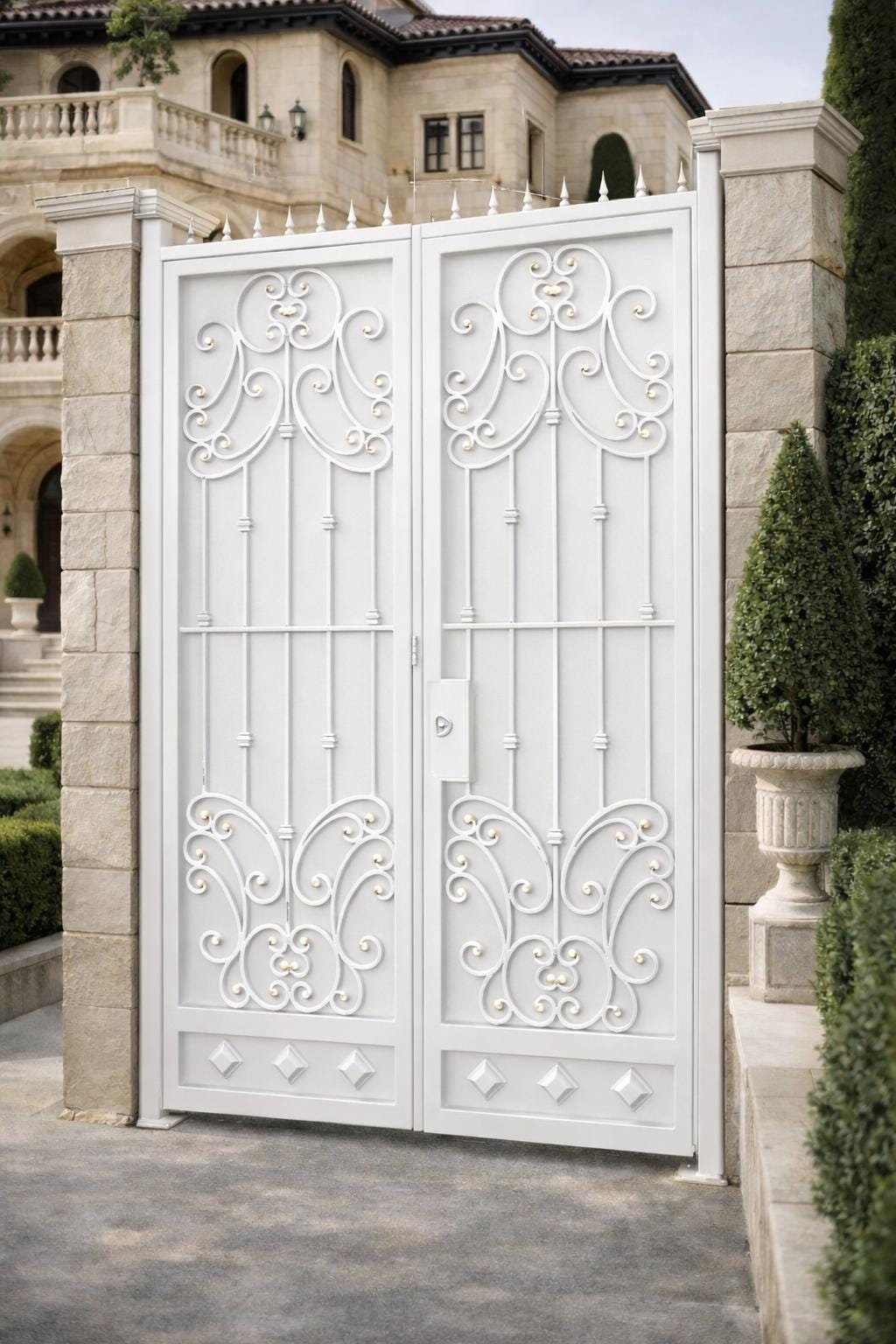 Firenze Scroll Double Wrought Iron Gate | Estate Entrance, Ornamental Scrollwork, Steel Construction