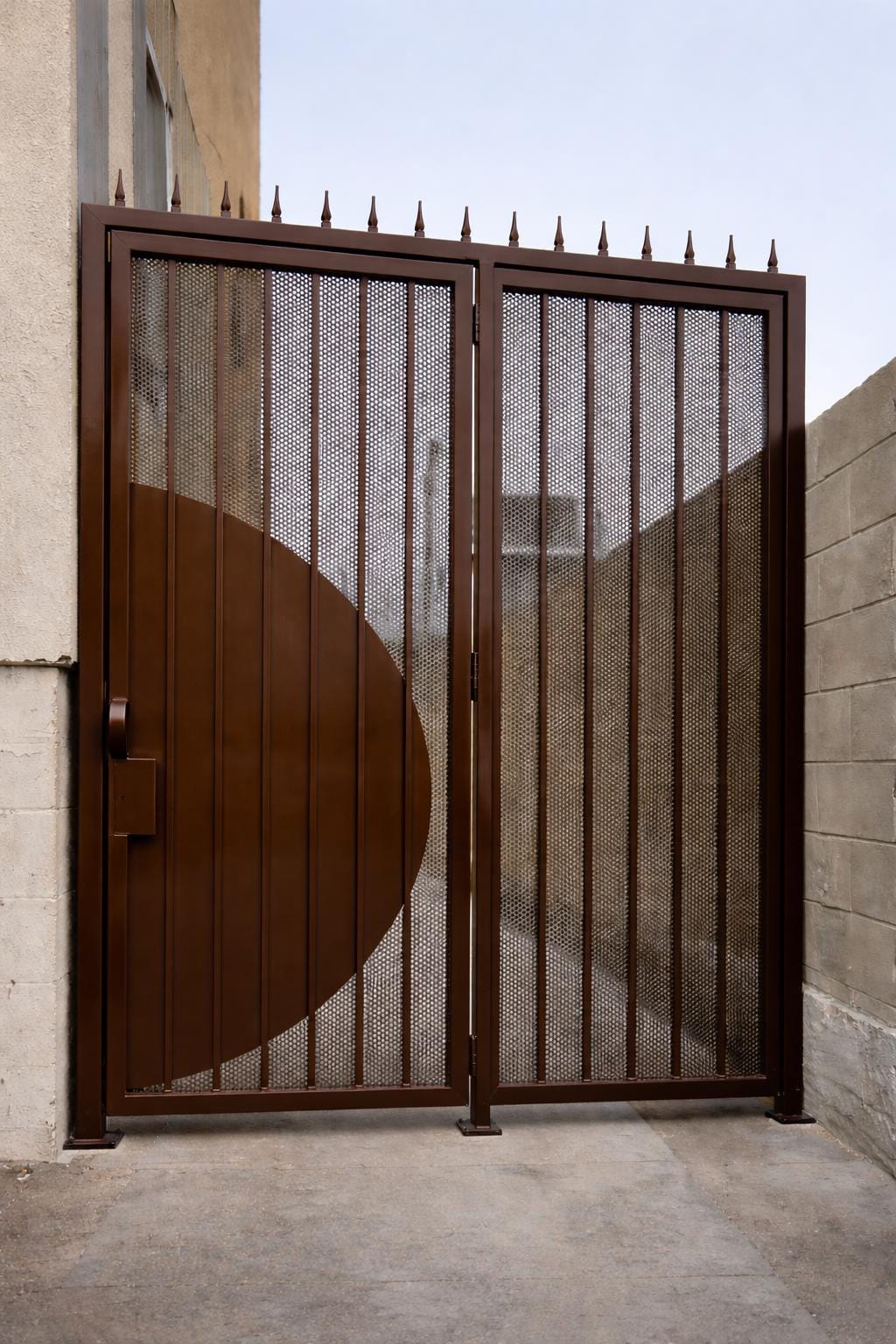 Noverra Steel Studio Eclipse Modern Double Steel Privacy Gate | Contemporary Exterior Garden Entry Gate | Matte Black White Glossy Brown |