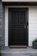 Orion Modern Single Steel Entry Door | Geometric Security Front | Matte Black, White, Glossy Brown