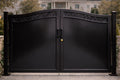Bellagio Crest Double Driveway Gate | Arched Steel Estate Entry Gate, Matte Black