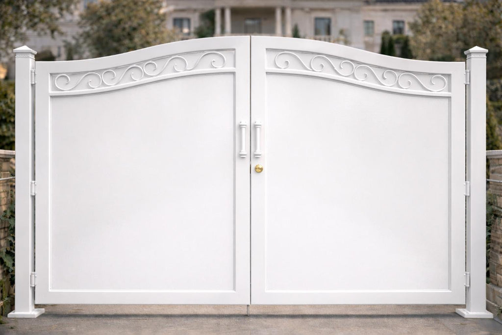 Bellagio Crest Double Driveway Gate | Arched Steel Estate Entry Gate, Matte Black