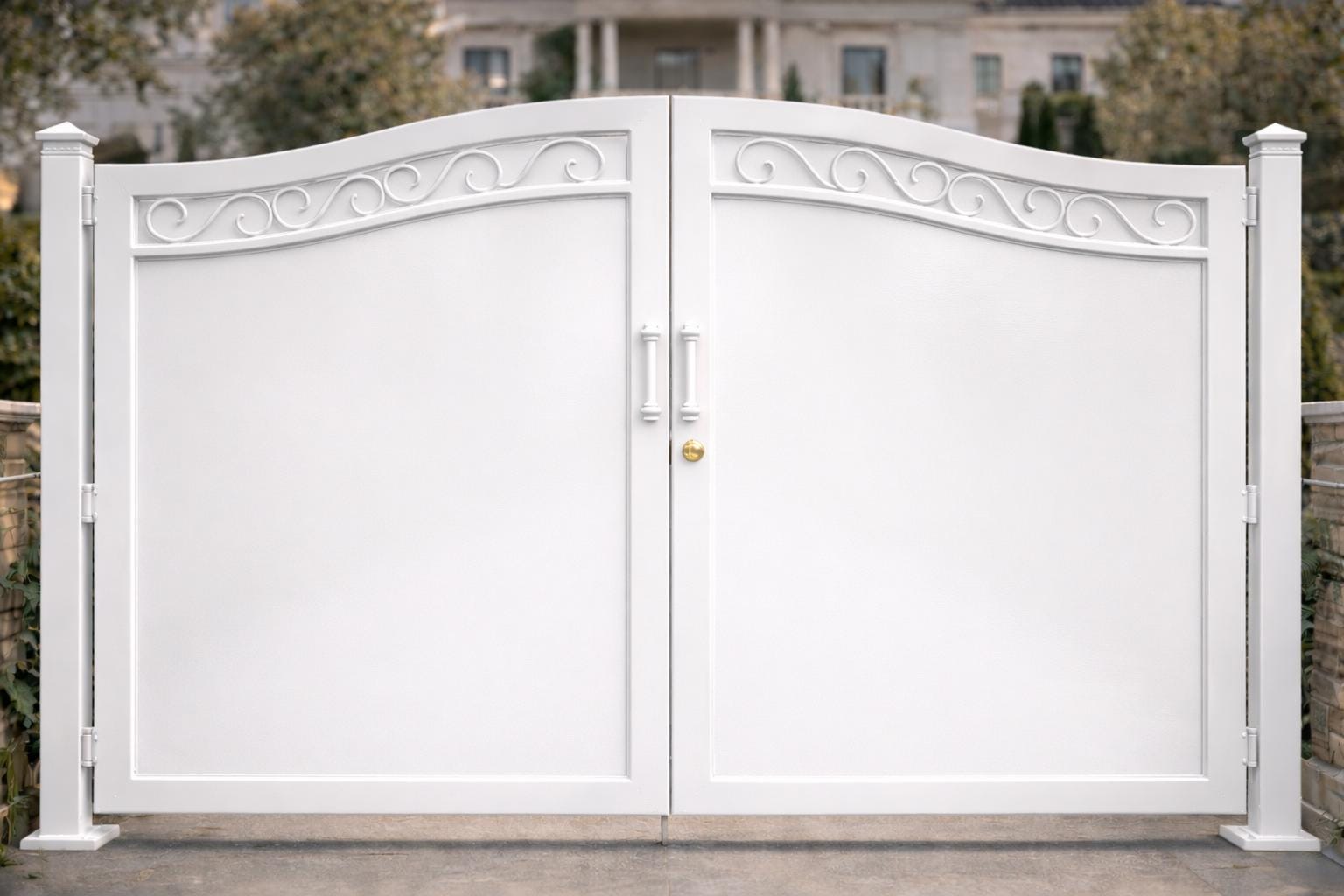 Bellagio Crest Double Driveway Gate | Arched Steel Estate Entry Gate, Matte Black
