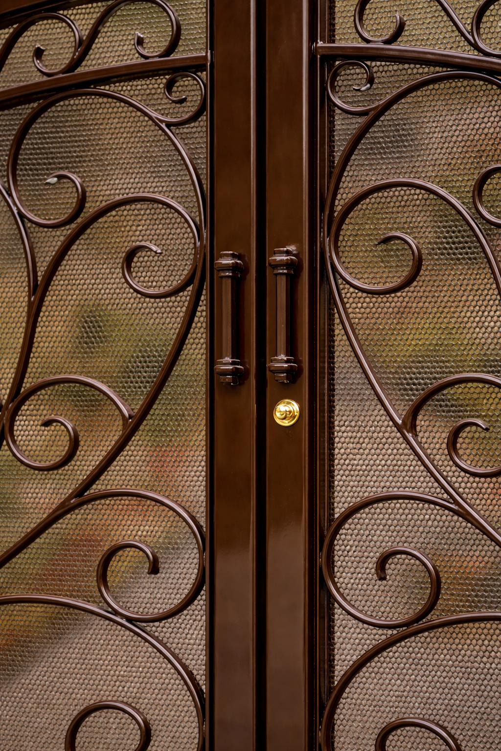 Portofino Royale Arched Double Wrought Iron Driveway Gate | Luxury Scroll Estate Entry Matte Black