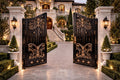 Regalcrest Imperia Wrought Iron Driveway Gate - Arched Estate Entry with Gold Accents