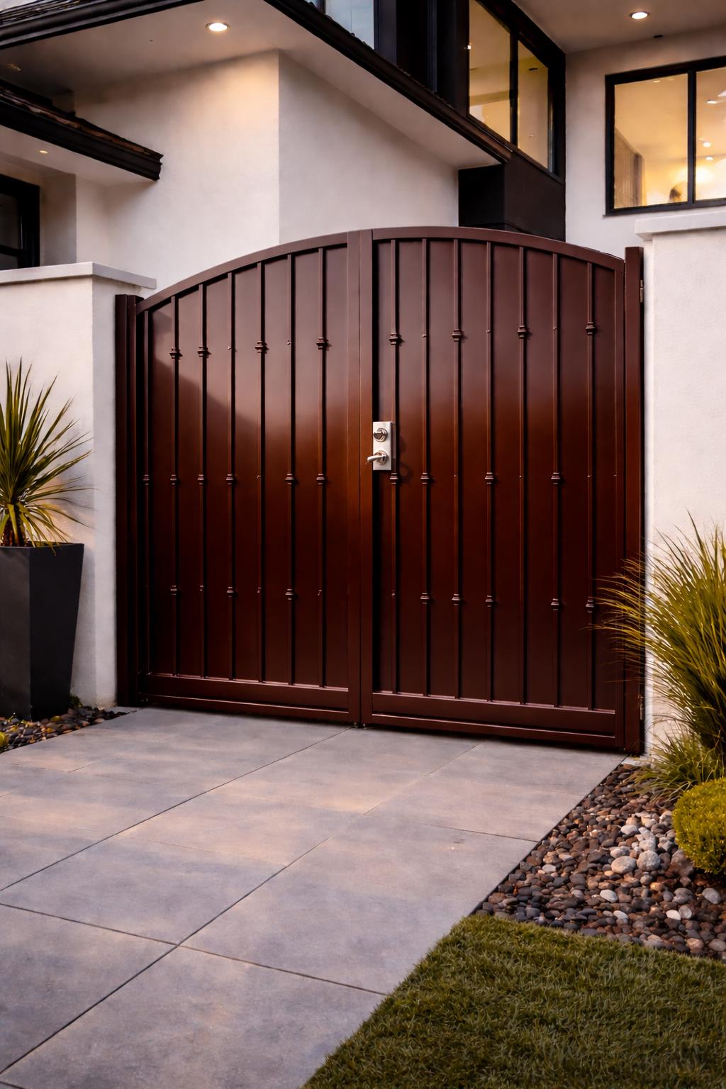 Vertiline Modern White Pedestrian Gate - Custom Residential Walkway Entry Door
