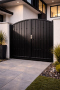 Vertiline Modern White Pedestrian Gate - Custom Residential Walkway Entry Door