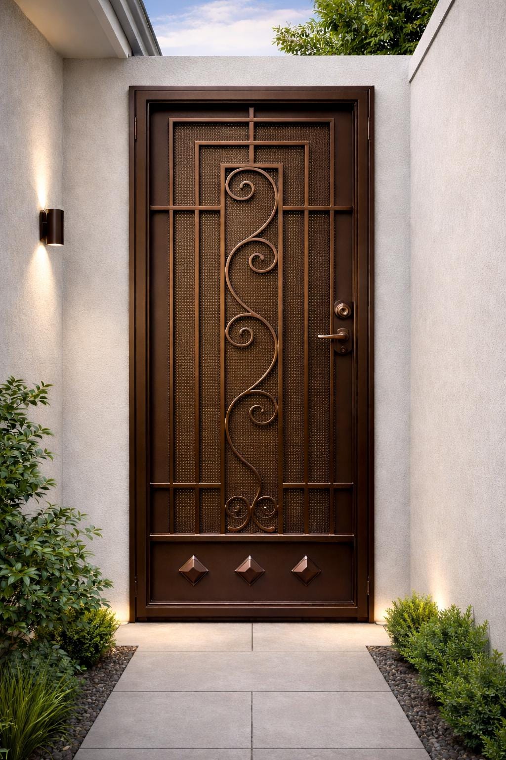 Solvanta Iron Entry Door | Scroll Security Front Door, Matte Black Finish