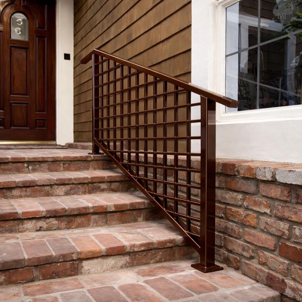 Stradella Modern Gridline Steel Stair Railing - Exterior Handrail System, Custom Colors