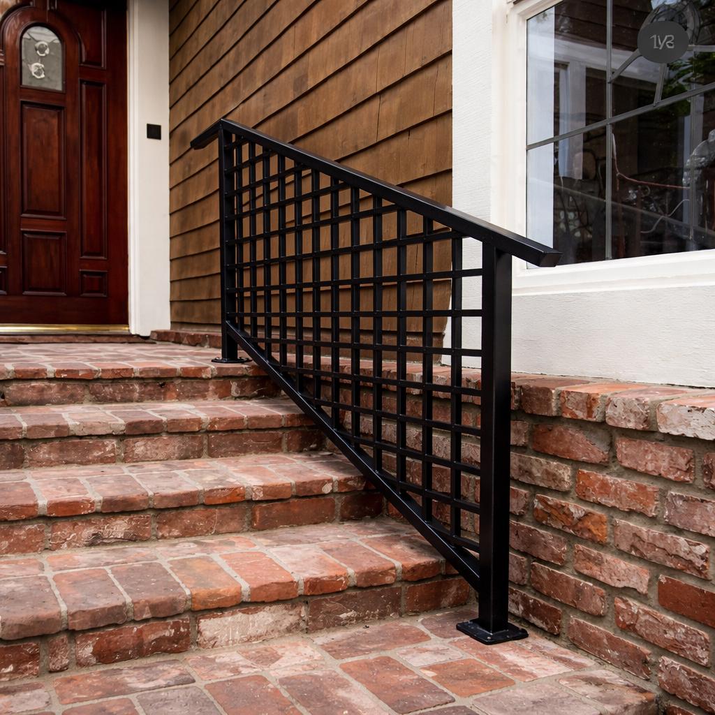 Stradella Modern Gridline Steel Stair Railing - Exterior Handrail System, Custom Colors