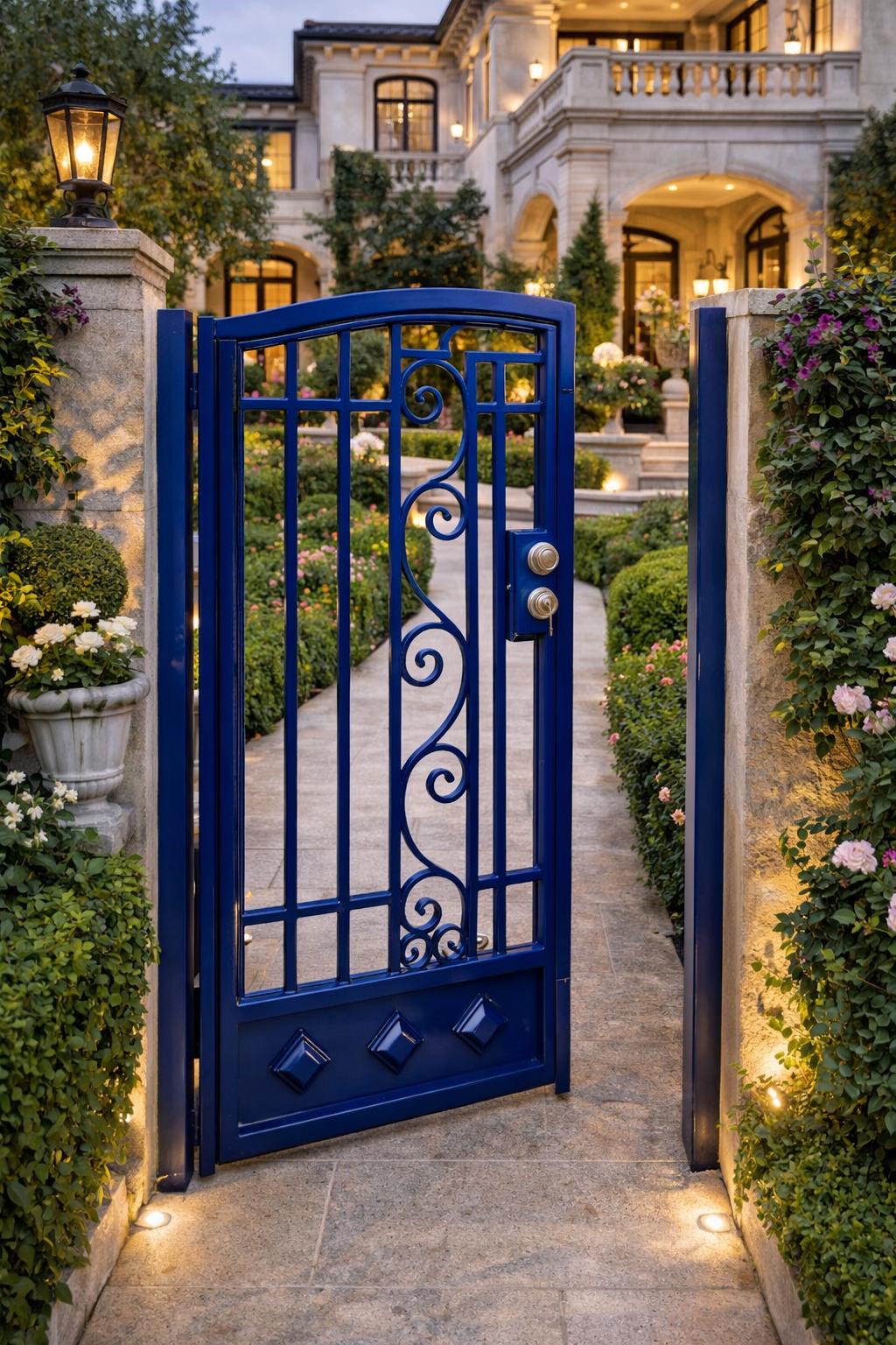 Estella Scroll Steel Walk Gate | Custom Privacy Garden Entry Path Door