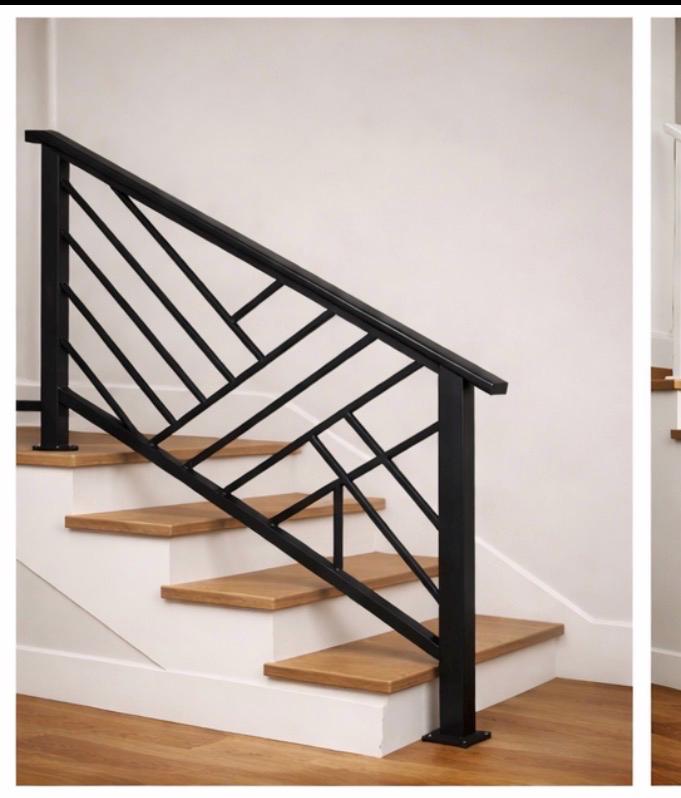 Meridian Modern Exterior Stair Railing | Geometric Steel Handrail System | Matte Black
